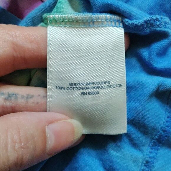 Lands End Shirt Size 8 Long Sleeve Tie Dye Blue Rainbow Cotton Colorful - Picture 4 of 5